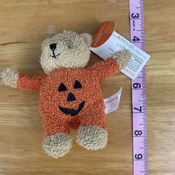 Vintage 4" RUSS BERRIE TERRY BEAR MINI pumpkin Stuffed Plush BEAN BAG - Picture 2 of 7
